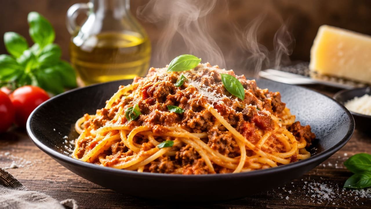 Pizzeria Torino i Mora – Varm Pasta Bolognese med köttfärs