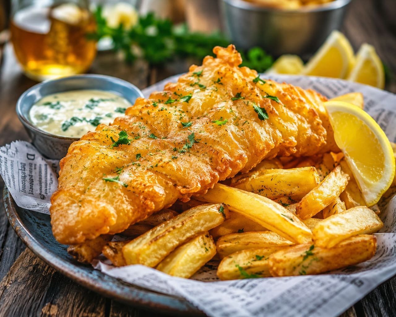 Pizzeria Torino i Mora – Fish'n Chips med pommes och remouladsås