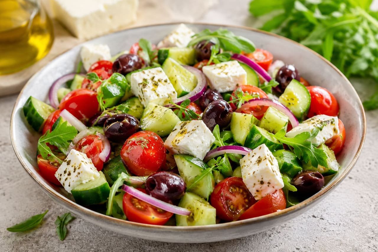 Pizzeria Torino i Mora – Grekisk sallad med salladsost och oliver