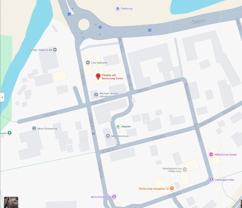 Karta över Älvgatan 73 i Mora
